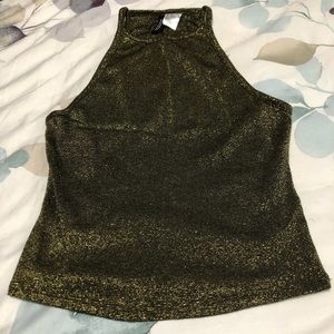 NWOT Sparkle High Neck Crop Top